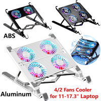 Laptop Cooling Pad with 2/4 Fans Foldable Gaming Laptop Cooler Fan RGB 7 Height Portable Laptop Holder for 11-17.3 Inch Laptops