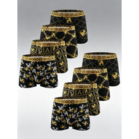 8pcs Retro Print Men's Underwear Antibacterial Breathable Men Boxer Shorts Thin Flat Corner Panties Fashionable Men's Underpant