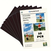 HUSPER 10 Sheets Glossy Printable Magnetic Photo Paper Size 4R (4x6 Inch) Non-Adhesive Compatible with Inkjet Printer