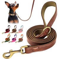 5ft Leather Dog Leash Durable Pet Walking Training Lead Leash Rope for Small Medium Large Dogs Pitbull Pug erman Shepherd