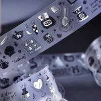 40mm * 2m Silver Mist Leisure Series Kawaii Cartoon Pattern Laser Silver Die Cut Tape DIY Diary Scrapbook Decorative Tape