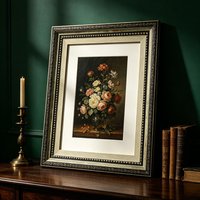 2 Pack Cottagecore Ornate Picture Frames With Mat Antique Embossed Floral Beaded Trim Photo Frame for Wall Desk Display 6in-A4cm