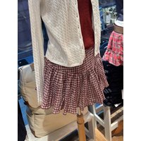 Red Plaid Pleated Mini Skirts Woman Spring Low Waist A-line with Lining Short Faldas Female Casual Preppy Style Sweet Skirt New