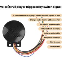 DC 5V 6–25V Voice Prompt Module, 9-Channel MP3 Player Audio Module, Custom Voice Access Control Security Alarm Speaker