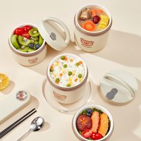 Little Bear Insulated Lunch Box With Handle Microwave Heatable Protable Leak-proof Ceramic Lunch Container For Kids Students