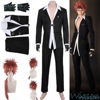 Reno Turks Member Game FFVII Adult Cosplay Fiinal Fantassy VII Re Cosplay FF7 Orange Long Wig Cosplay Uniform Suit Party Men