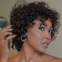Short Water Wave Human Hair Wig with Bangs Short Pixie Cut Wigs for Black Women Brazilian Virgin Human Hair Machine Made Wigs