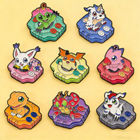 8Pcs Anime Digimon Adventure Elf Enamel Pins Cute Cartoon Digital Monster Dinosaur Animals Brooch Lapel Badge For Friends Gifts
