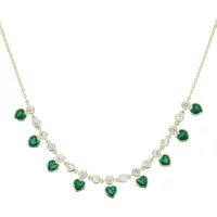 2025 New Fashion Gold Color Red Blue Green White Heart Drop Charm CZ Station Link Chain Choker Necklace for Women Gift Jewellery