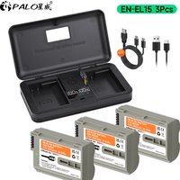 PALO EN-EL15C EL15C EN EL15 USB Charging Battery with LCD Charger Case for Nikon EN-EL15A D780 D850 D7500 Z5 Z6 Z6 II Z7 Z7II Z8