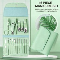 16pcs Professional Nail Clippers and Cuticle Nippers Set with Travel Case Manicure Set Pedicure Sets Nail Clippers Beauty Tools