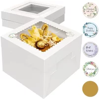15Pcs 10x10x8in Tall Cake Boxes with Clear Window – White Square Bakery Boxes for Cheesecake, Wedding, Birthday, Party