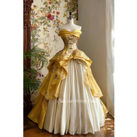 Customised Gold Strapless Printed Prom Dress Embroidered Corset with Full Skirt Evening Gown School Dance Dress Party Dress