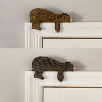 New wooden brown & black bear door top ornaments, cute & charming home decor, perfect for door frame, add warm playful vibes