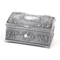 Vintage Metal Jewelry Watch Treasure Storage Organizer Holder Gift Box Case