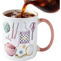 330ml Novelty Ceramic Coffee Mug Crochet Desk Decor Drinking Cup for Women, Adults, Yarn Lovers Home, Office, School, Tea, Milk