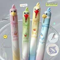 4PCS/Set Cute Parrot Style Erasable Gel Pen 0.5mm Black Blue Writing Pen Creative Chick Gel Pen Office Supplies