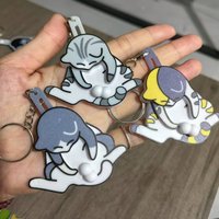 New Creative Pull Play Egg Cat Keychain Pendant Cute and Funny Rotatable Acrylic Bag Pendant for Gifts Key Chain