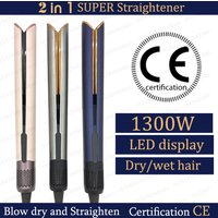 220V Professional Hair Straightener Hair Dryer Heat-Up Flat Negative Ion Iron Lasting Styling Straightener 2 in 1 With display