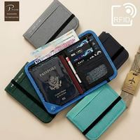 RFID Blocking Travel Wallet Passport Holder Multifunction Credit Card Case Men Women ID Document Organizer Anti-Theft Pouch