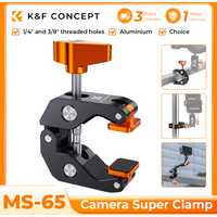 K&F CONCEPT Camera Super Clamp 360 Swivel Clamping Block with 1/4" 3/8" Thread for Camera Cage Monitor Flash Bracket Tripod Gear
