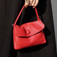 Genuine Leather Cowhide Small Tote Button Bags For Women Luxury Designer Handbag And Purses 2025 New Fashion Shoulder Crossbody