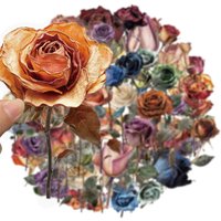 50PCS Dried Rose Decorative Graffiti Stickers DIY Luggage Notebook Skateboard Motorcycle PET Waterproof Stickers