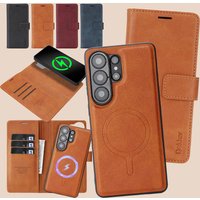 2 in 1 Leather Wallet Case For Samsung Galaxy S26 S25 Ultra S24 Plus S23 S26U S25U Wireless Charging Card Slots Phone Cover