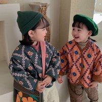 Children'S Cotton Jacket Double-Sided Wearing With Cotton Clip Cardigan Winter Boys And Girls' Cotton Jacket Retro Baby Coat