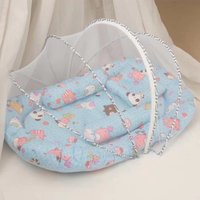 Portable Baby Bed with Mosquito Net and Bionic Sleep Pad for Infants with Portable Design and Mosquito Barrier