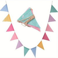 Blank DIY Burlap Pennant Banner Colorful Triangle Flag Garland for Christmas Wedding Birthday Party Decor