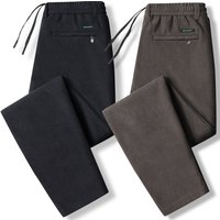Elastic Waist Casual Pants Men Joggers Loose Fit Straight Pants Spring Autumn Male Trousers Large Size Black Grey
