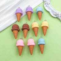10pcs 17*37mm Colorful Resin Ice cream cone Charms Dessert Pendants for DIY Bracelet Necklace Earrings Jewelry Making Accessory