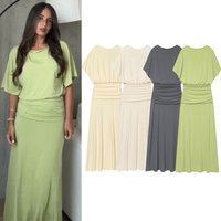 Women's Long Dress 2026 New Fashion Summer Pleated Maxi Dress for Women Elegant Chic Personality Vacation style Ladies Dress