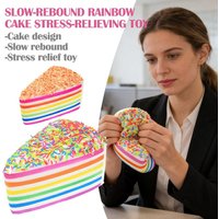 Slow Rising Rainbow Cake Squishy Squeeze Fidget Toy Simulated Food Shaped Stress Relief Anti-Anxiety Decompression Toy
