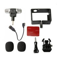Profesional Mini Stereo Microphone + Standard Frame Case for Gopro Hero 4 3+ 3 USB to 3.5mm Mic Adapter Cable Cord Accessories