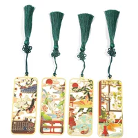 Chinese Style Retro Architectural Tassel Stainless Steel Bookmark Exquisite Gifts Ancient Customs Element Page Marker Stationery