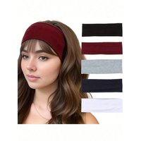 5 Pieces of Women's Headbands, Made of Elastic, Non-Slip Soft Cotton Fabric, Suitable for Sports Activities