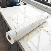 Kitchen Waterproof Oil-Resistant Wall Sticker Marble Waterproof Vinyl Heat-Resistant Adhesive Renovation, Cabinet PVC Wallpaper