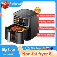 Smarte Heißluftfritteuse 8L 1700W mit LED-Touchscreen 11 Voreingestellte Funktionen Max. 200°C ° C Abnehmbarer Antihaft-Korb für Ölfreie Heißluftfritteuse