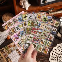 8 Sheets Retro Stamp Style Flat Stickers, Vintage Postal Designs & Classic Patterns, Self-Adhesive for Journal DIY