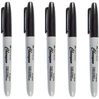 5 Pack Fine Tip Black Permanent Markers, Quick Dry Smudge-Proof for Office Use