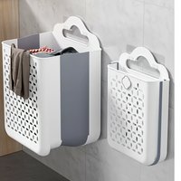 Foldable Laundry Basket, Space-Saving Wall-Mounted No-Drill Installation, Durable Plastic, Ideal for Clothes Toys Snacks Storage