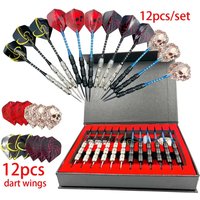 12 Pcs/ Set Of Dart Pro Metal Dart Steel Tips With Iron Pad Aluminum Dart Rod Extra Flying Dart Sharpener Sharpening Stone Box
