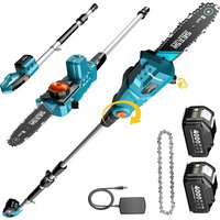 SEESII 8'' Kabellose Elektrische Hochastsäge 2,5m Astsäge mit Teleskopstange Gartenpflegewerkzeug für Makita 18V Akku