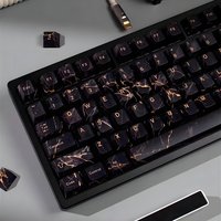 Creative Cherry Keycaps Black Marble Large Set PBT 129 Keys for Mechanical Keyboards