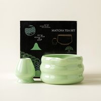 Ceramic Matcha Bowl Large Capacity Smooth Matcha Whisk Stand High Temperature Resistant Tea Salad Soup Bowl