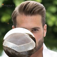 Men's Black Dark Brown #2 100% Human Hair Replacement System Breathable Base Mono Lace &Pu Durable Ventilated Toupee Prosthesis