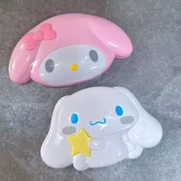Melody Makeup Mirror Cute Mini Makeup Mirror Travel Portable Folding Mirror Contains Comb Cartoon Style