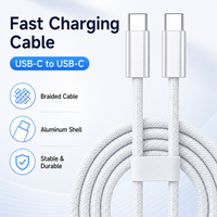 100W USB-C to USB-C Fast Charging Cable Braided Data Cord Aluminum Alloy Shell for Type-C Phones Tablets Laptops